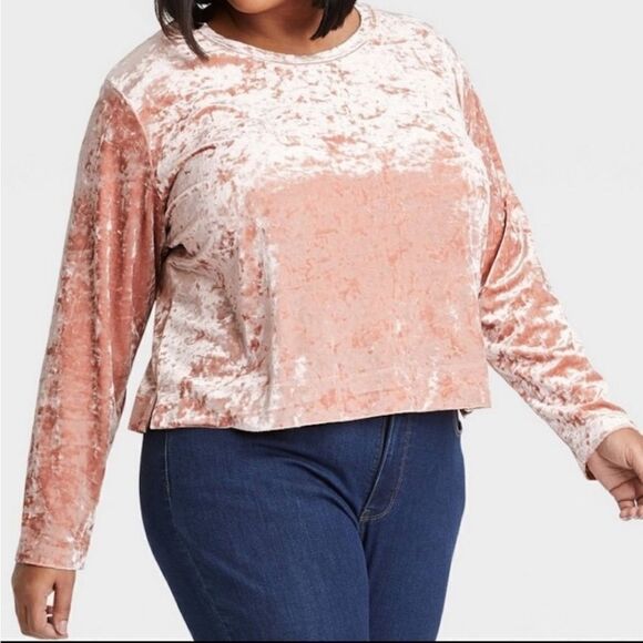 NWT Long sleeve Velvet Top Ava&Viv Plus - Picture 1 of 4